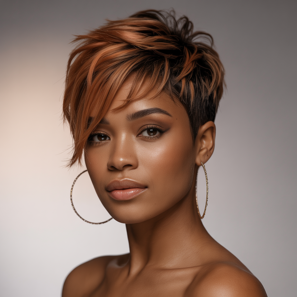 Spiky Pixie with Chunky Brown Highlights: Bold and Playful