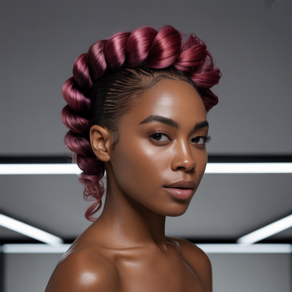  Burgundy Ombre Twisted Mohawk