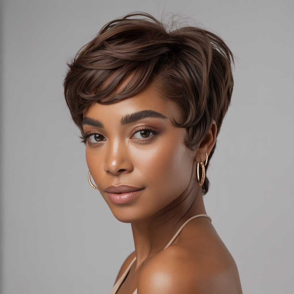 Professional Brown Pixie for Black Women