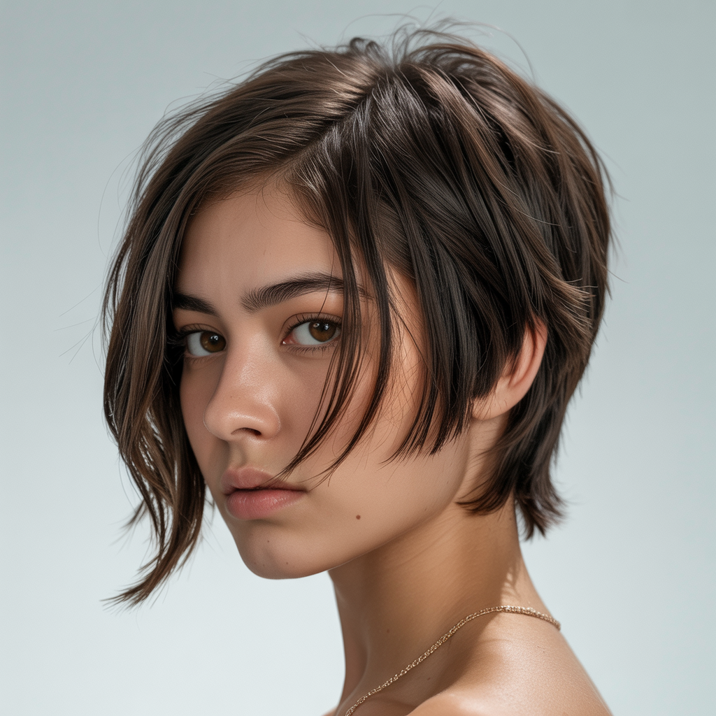 Asymmetrical Short Cut with Layered Nape