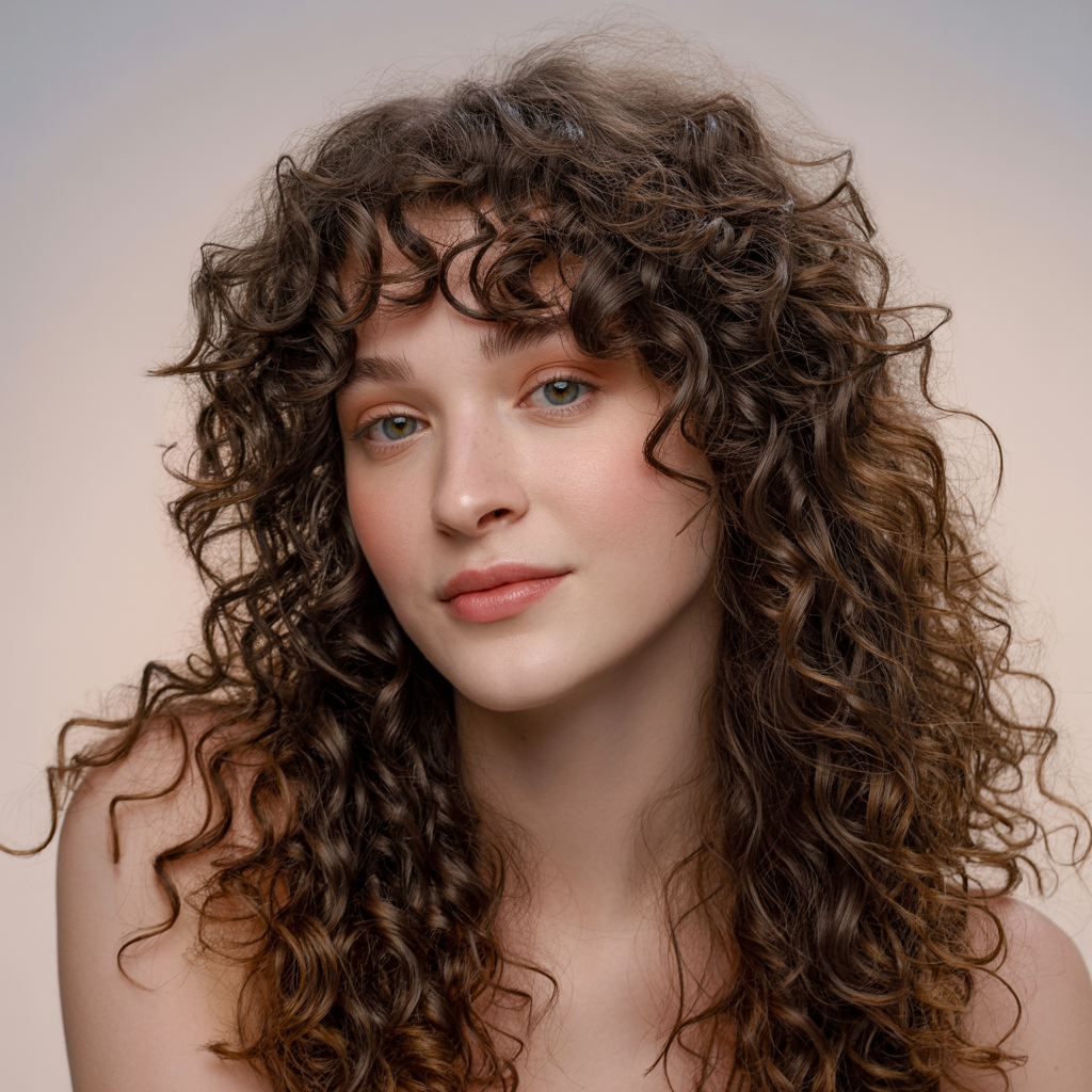 Curly Butterfly with Front Pieces Tucked Behind Ears