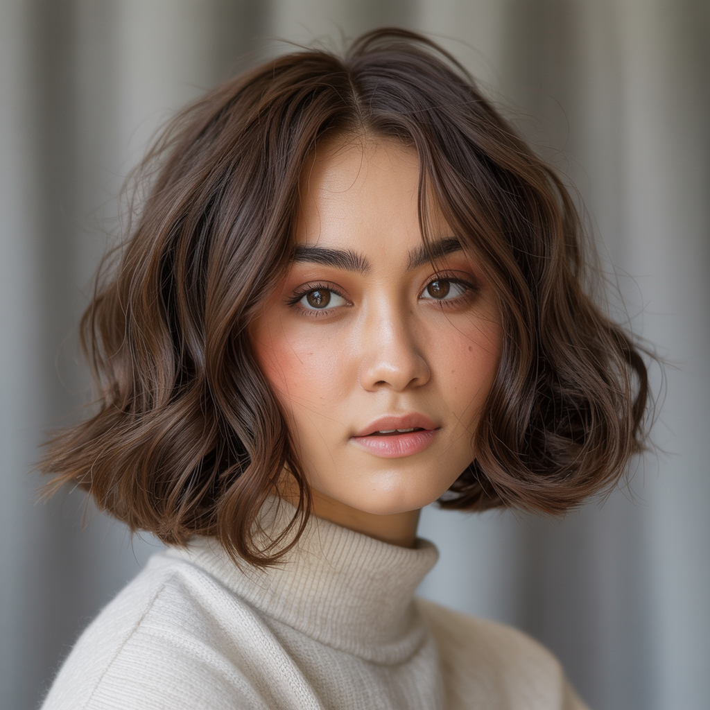  Medium-Length Choppy Bob with Waves
