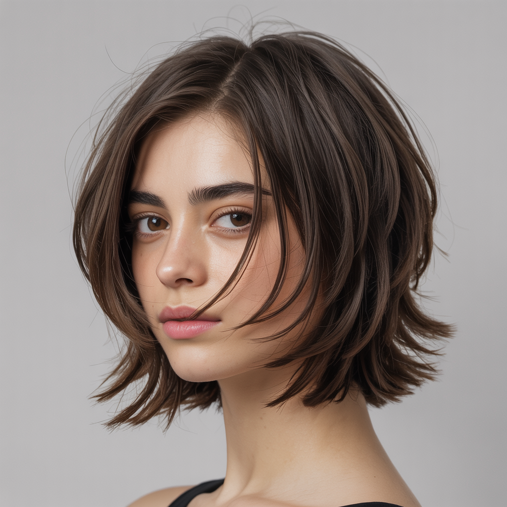 Choppy Layered Bob with Razor Cut 