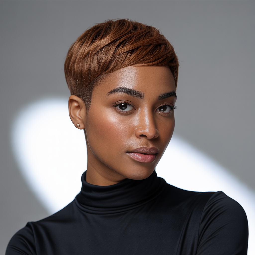  Deep Side Part Brown Pixie 