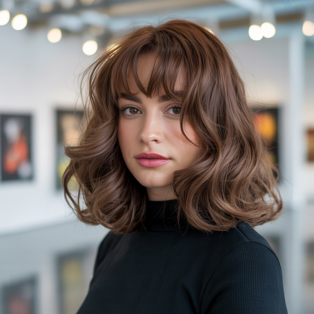 Medium Butterfly with Bangs for Heart-Shaped Faces