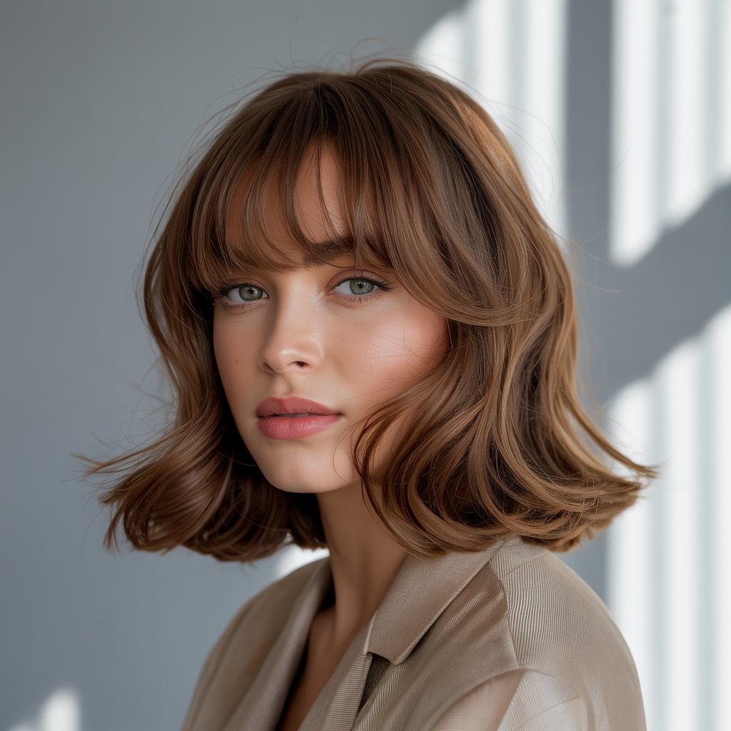  Medium Butterfly with Bangs for Oval Faces (Enhanced Versatility)