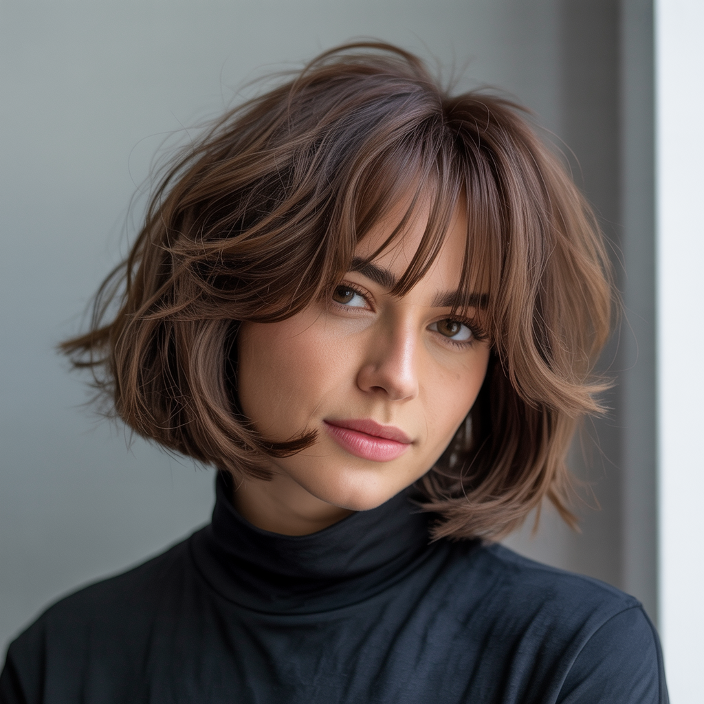  Choppy Bob with Curtain Bangs