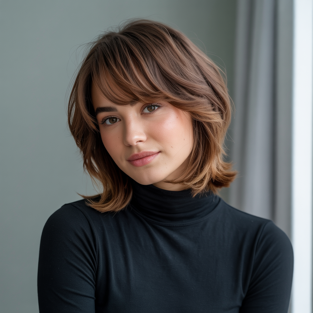 Medium Butterfly with Side-Swept Volume Bangs