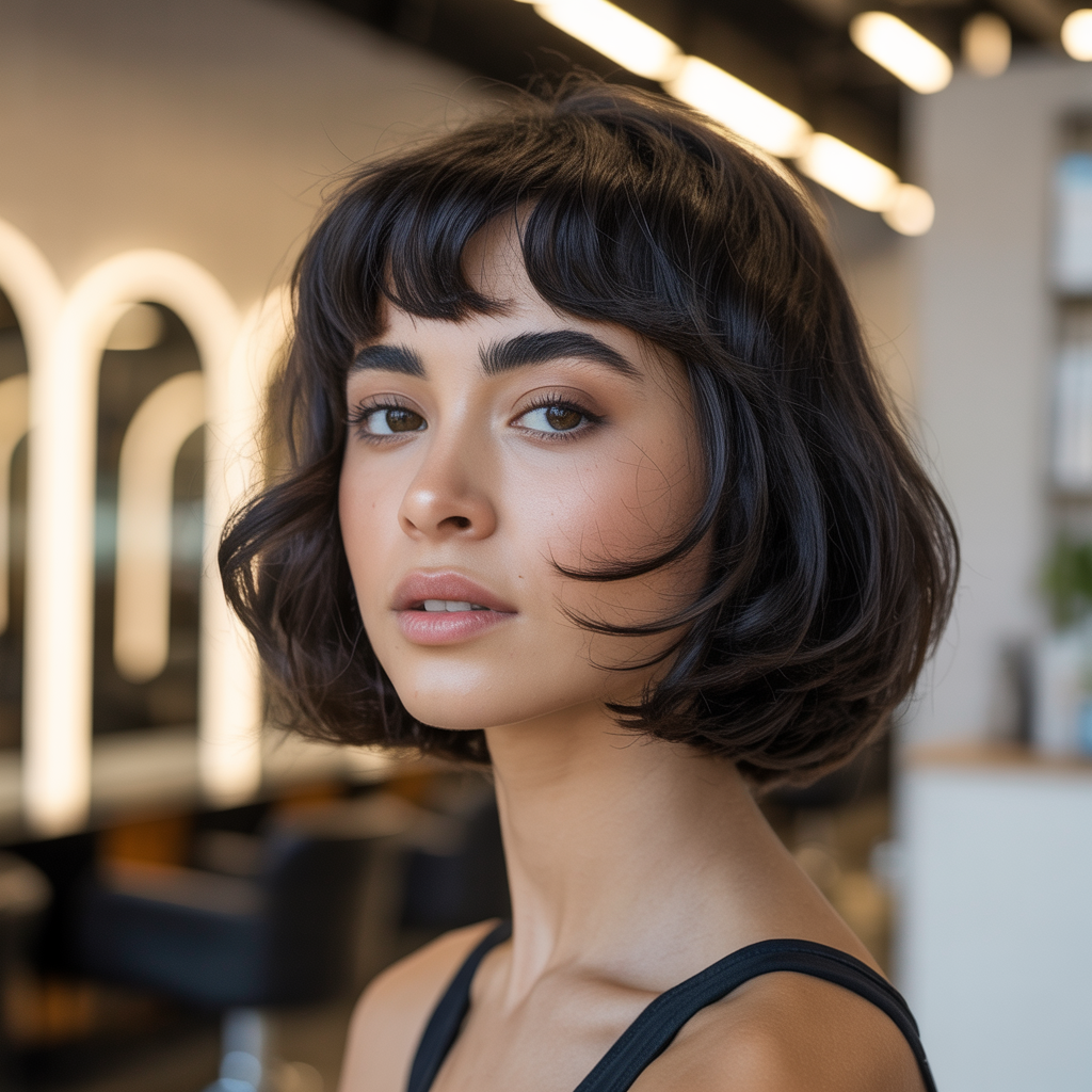 Medium Butterfly with Baby Bangs (Short Fringe)