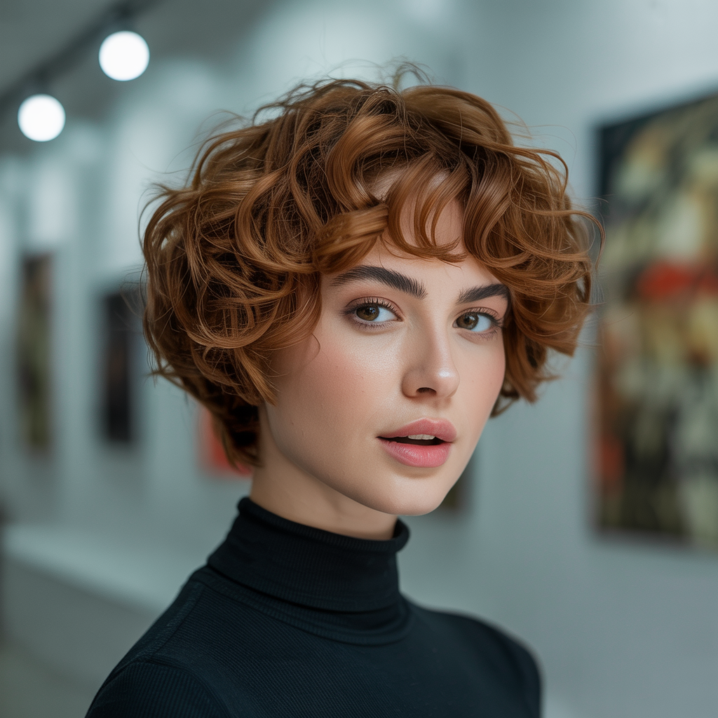 Short Curly Bowl Cut with Back Bounce