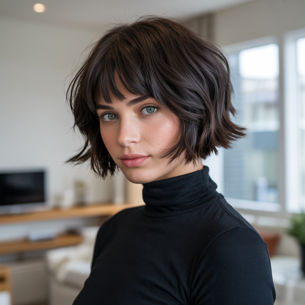  Razor-Cut Choppy Bob with Fringe