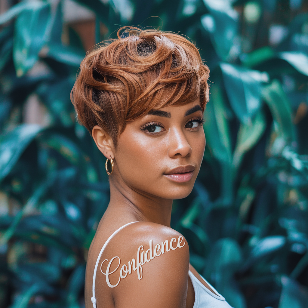  Caramel Brown Pixie with Layers