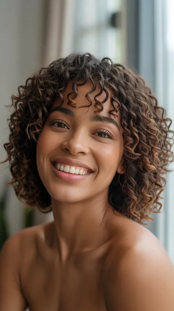 Curly Crochet Bob with Bangs