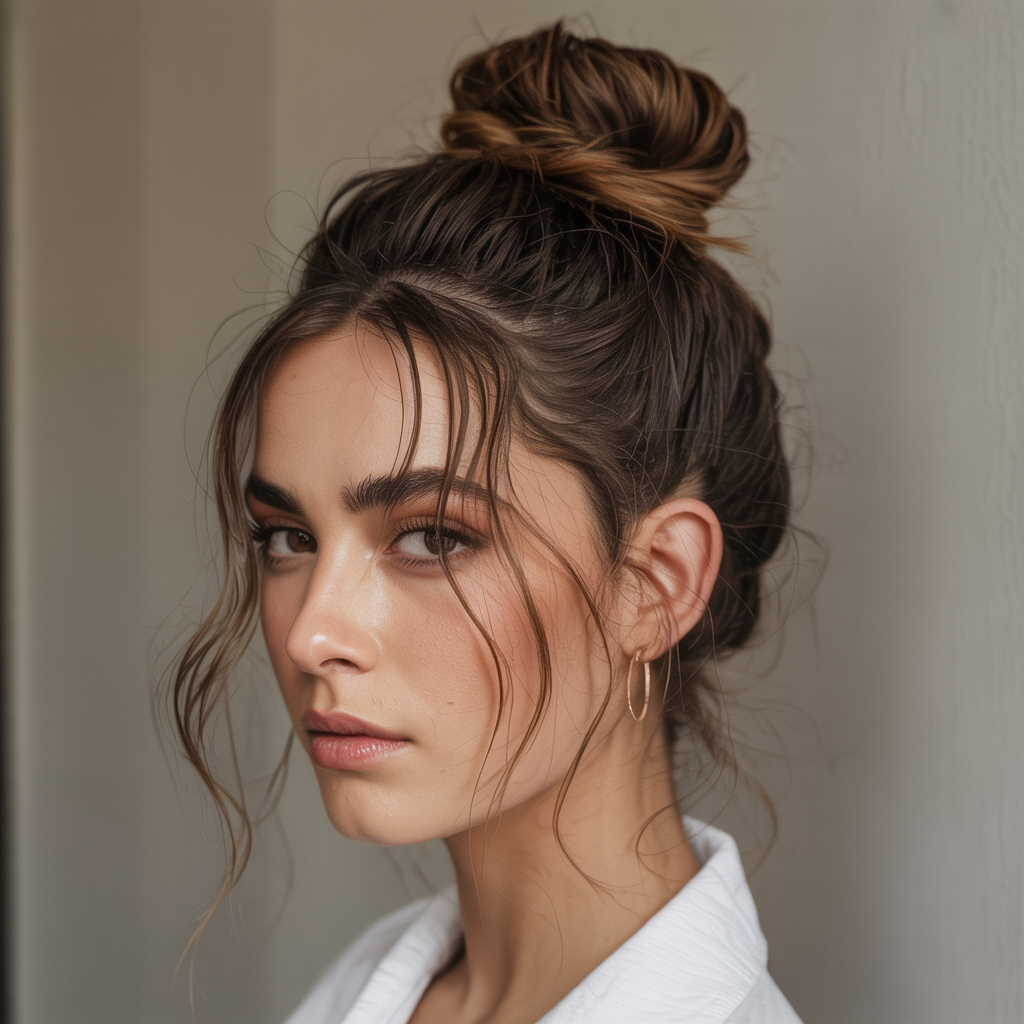 Top Knot with Texture: Chic and Edgy