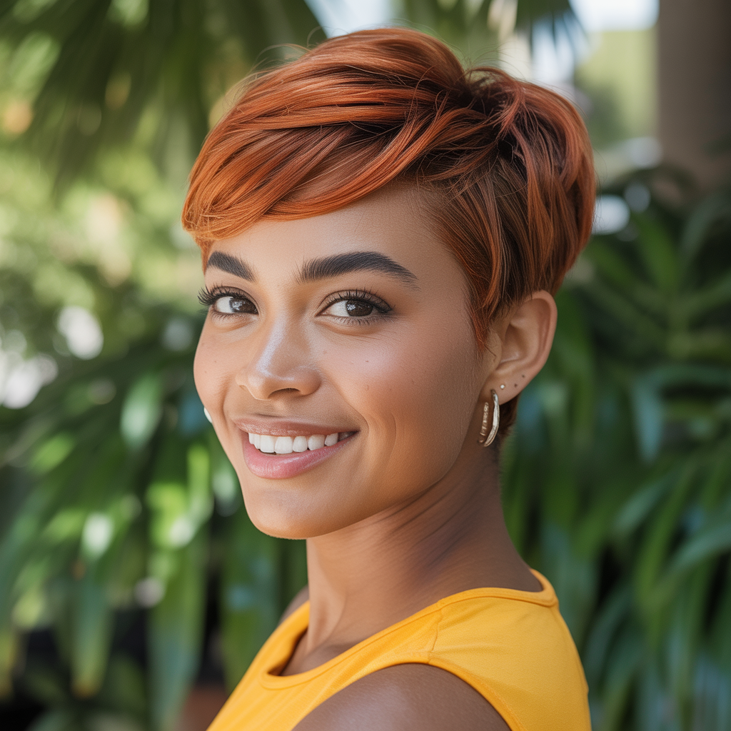  Ginger Brown Pixie with Copper Undertones