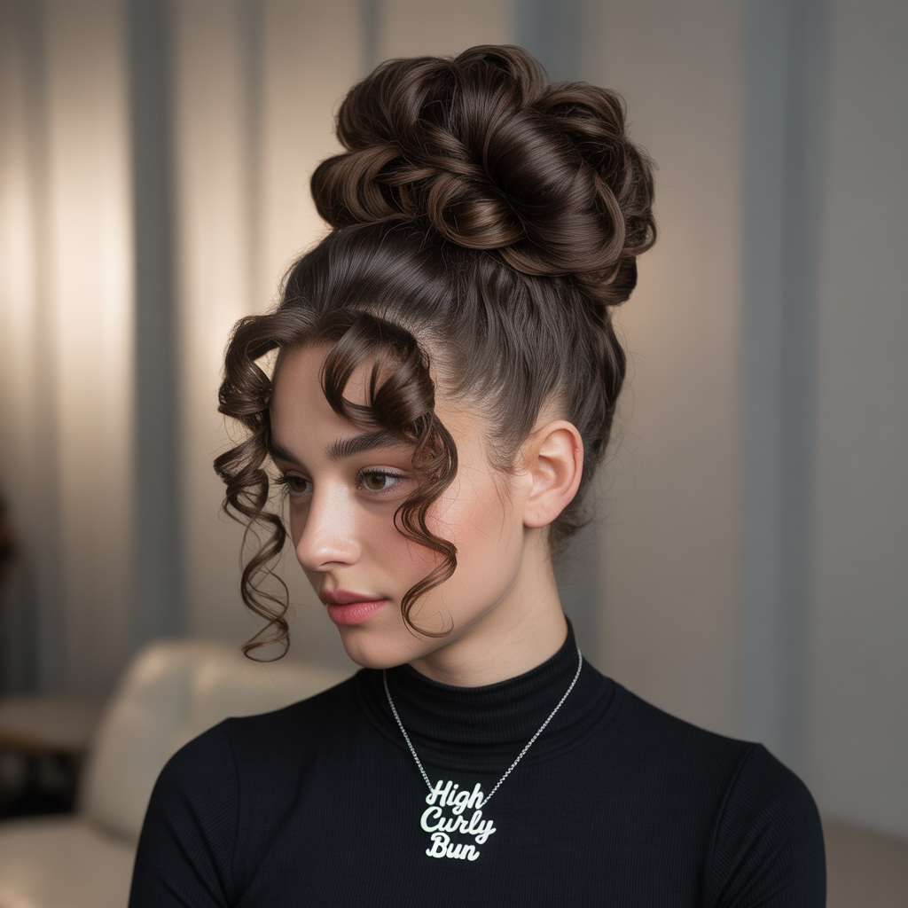 High Curly Bun
