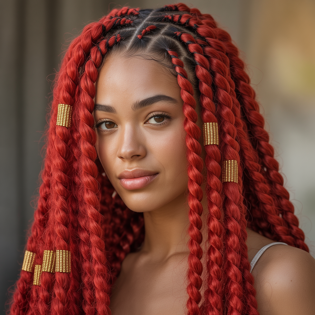 Red Jumbo Fulani Braids