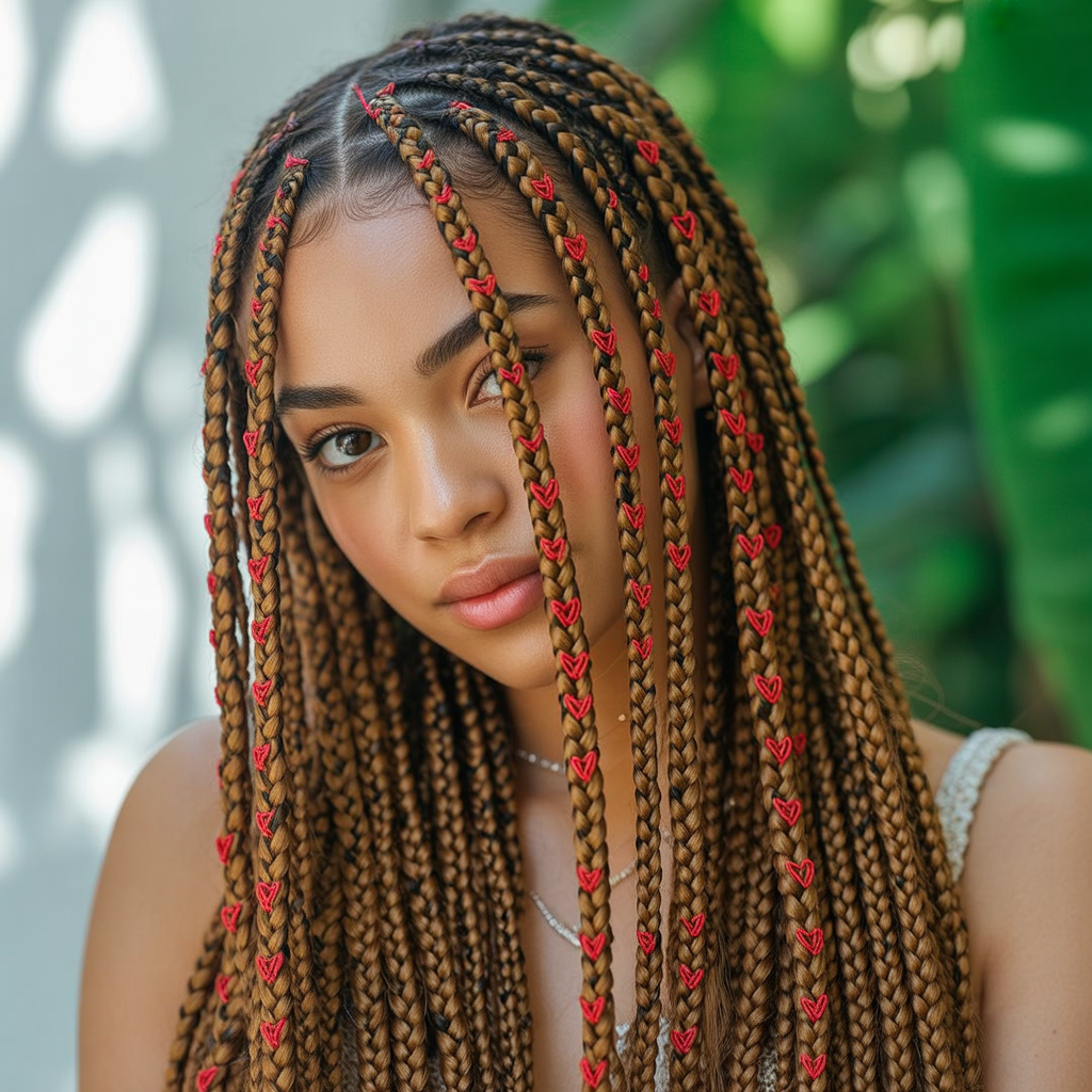 Crochet Fulani Braids with Heart Design