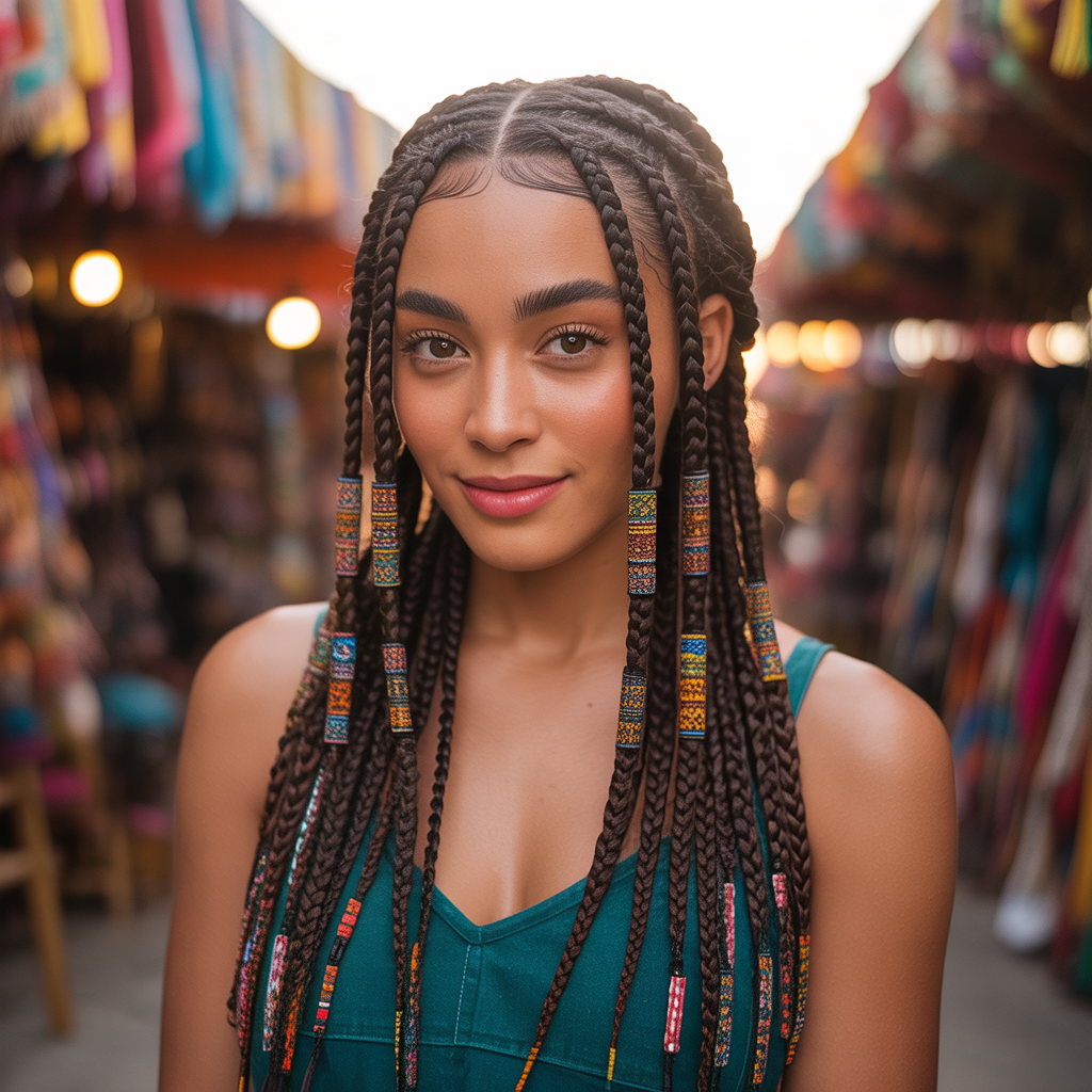 Fulani Braids with Tribal Patterns