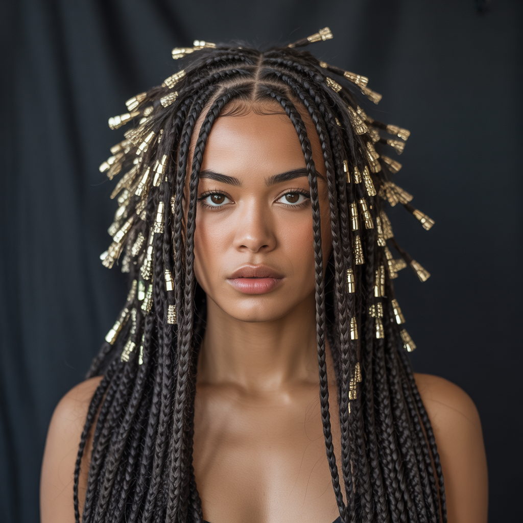 Fulani Braids with Gold Accessories