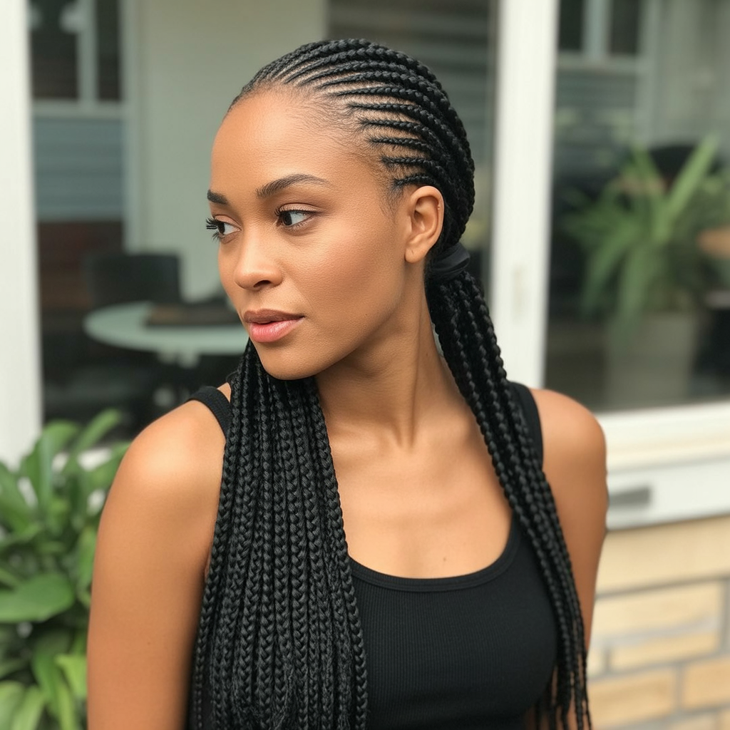 Fulani Crochet Braids Ponytail
