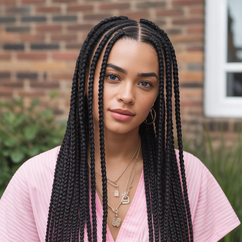 Long Fulani Braids with Undercut