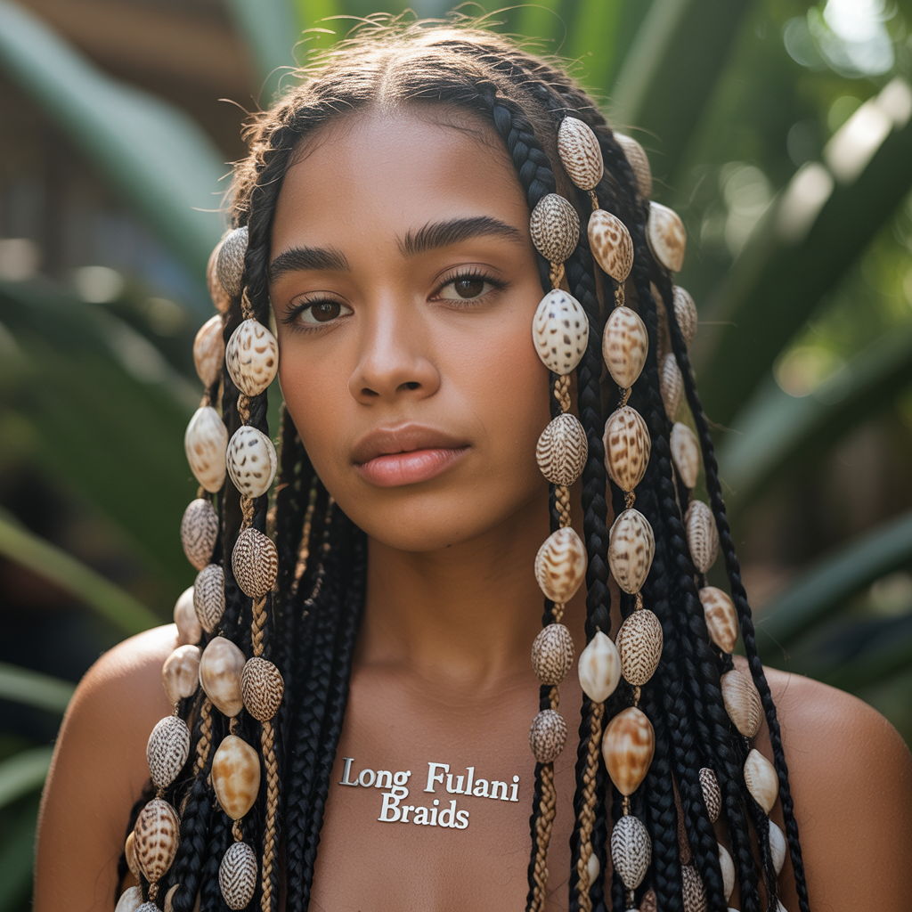 Long Fulani Braids with Shells