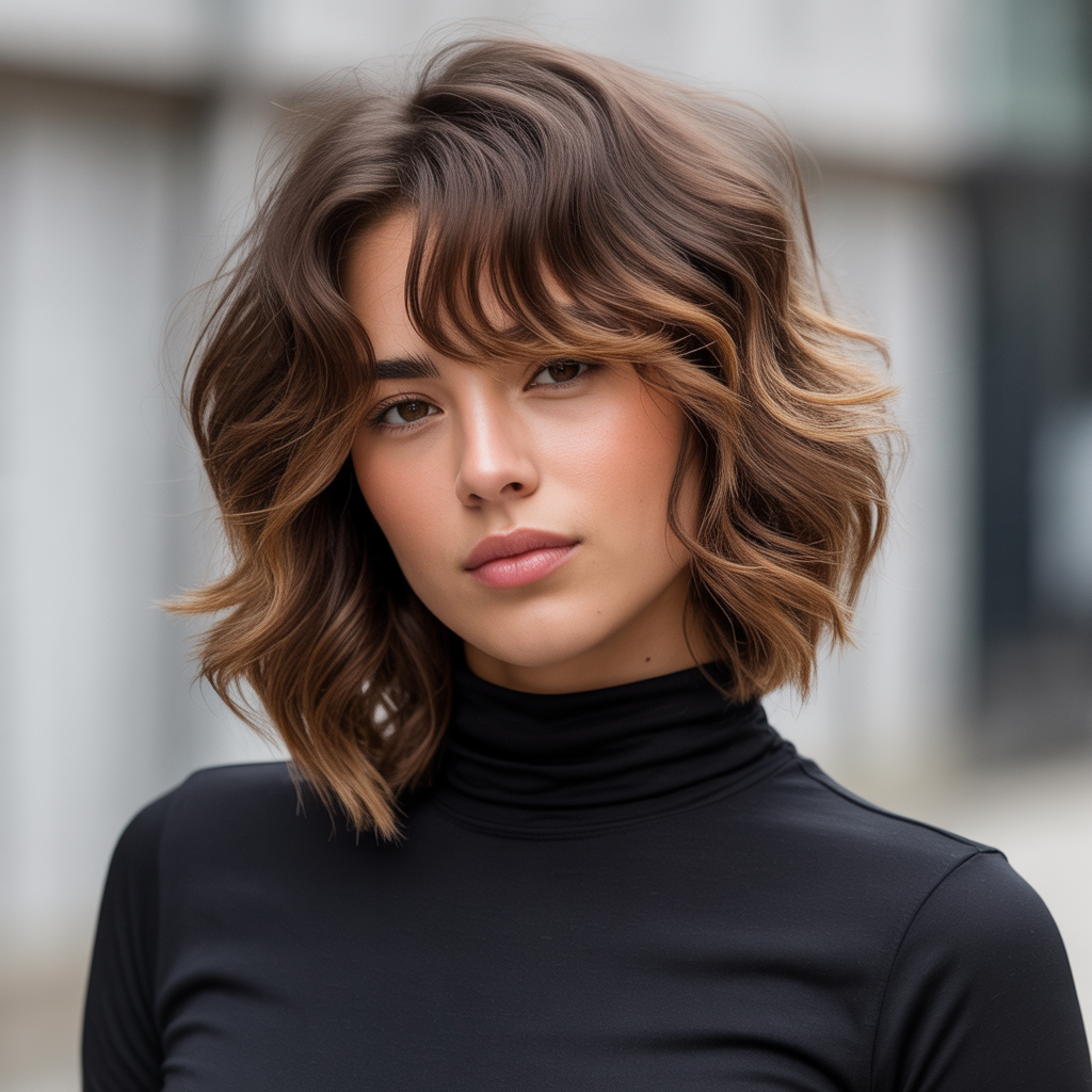 Shaggy Crop with Side-Swept Bangs