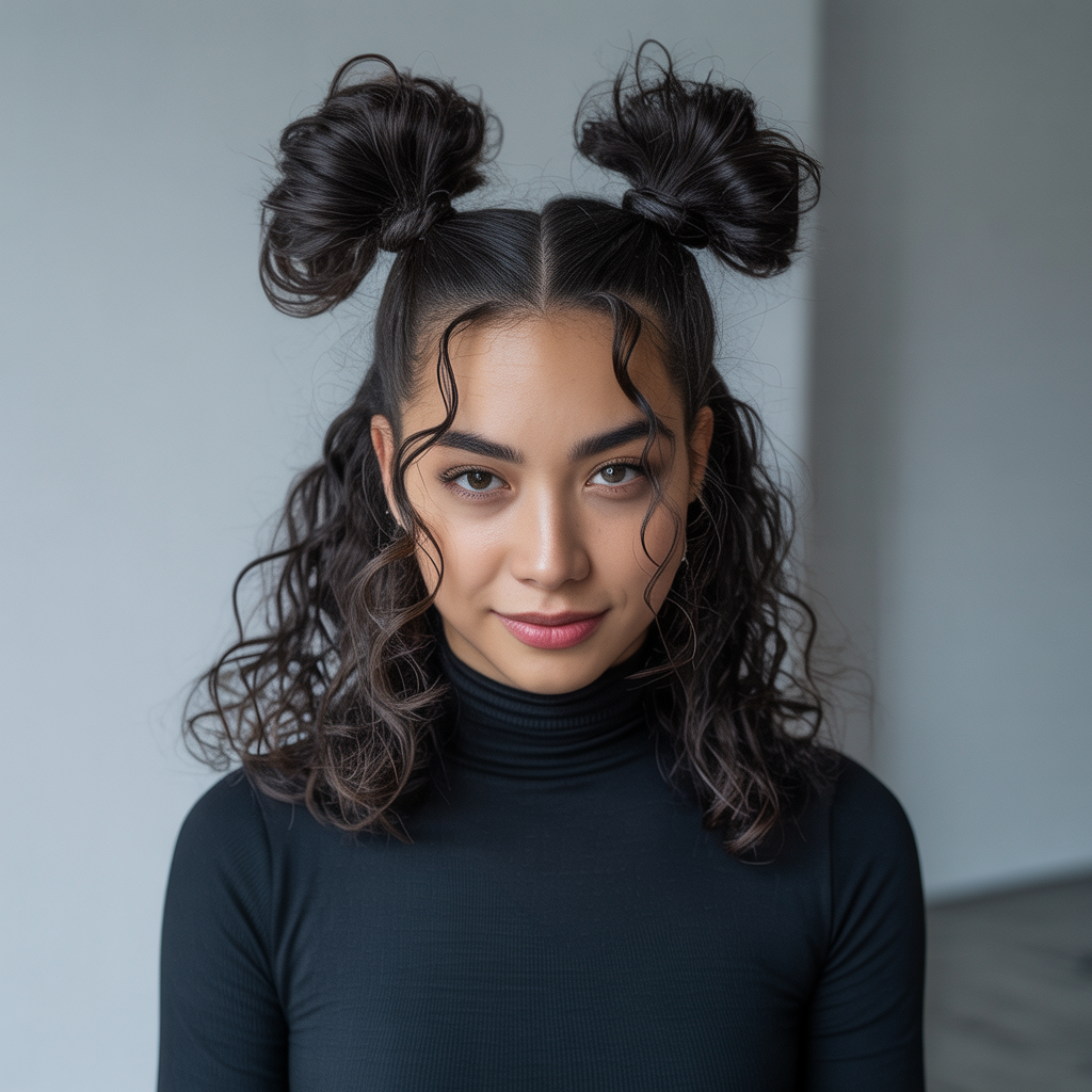 Curly Mohawk Buns