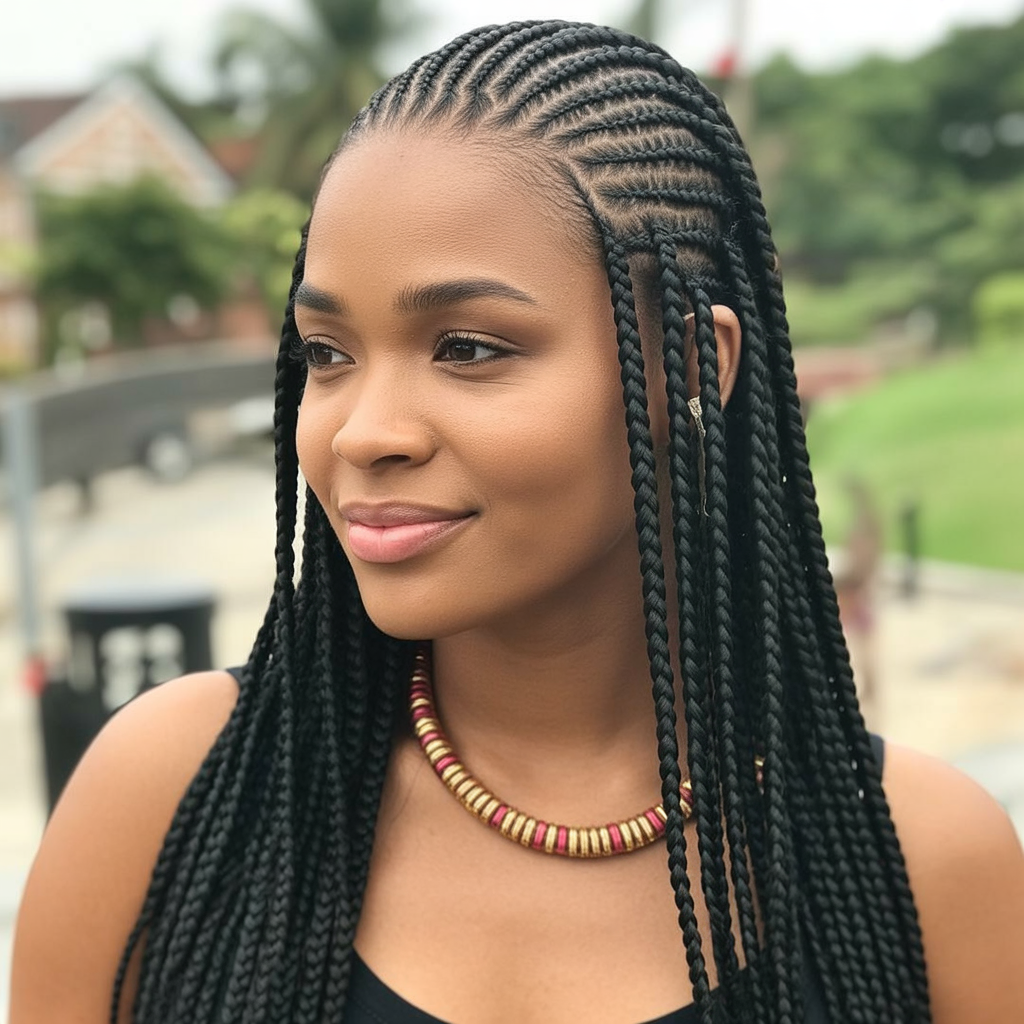 Fulani Braids with Feed-In Cornrows