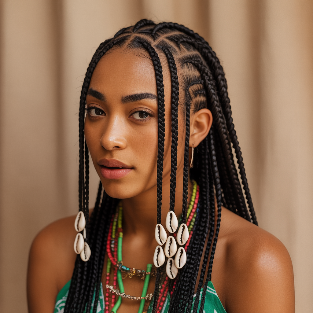 Fulani Braids with Cowrie Shells