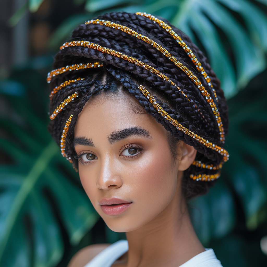 Fulani Crochet Braids Bun