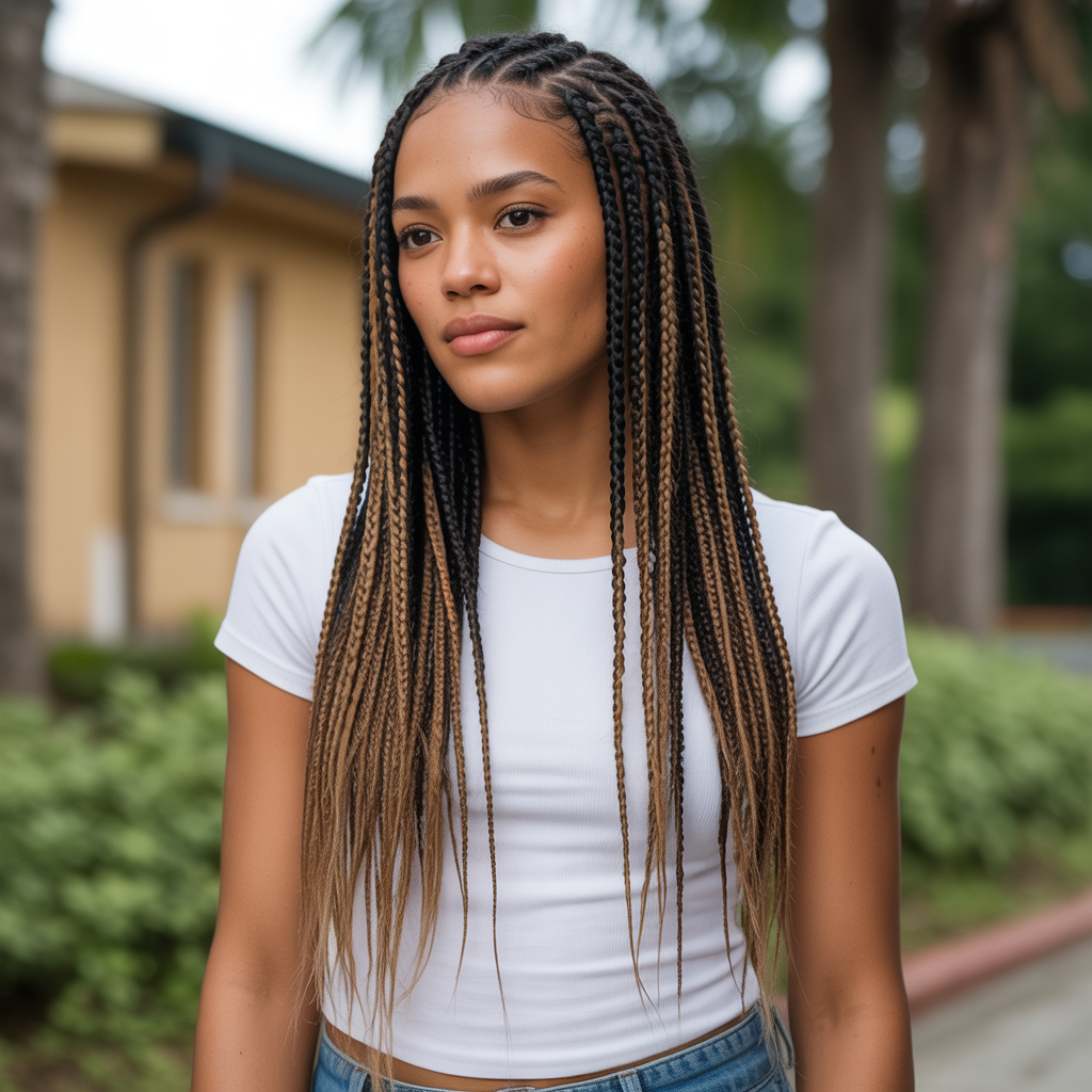Fulani Braids with Layered Lengths