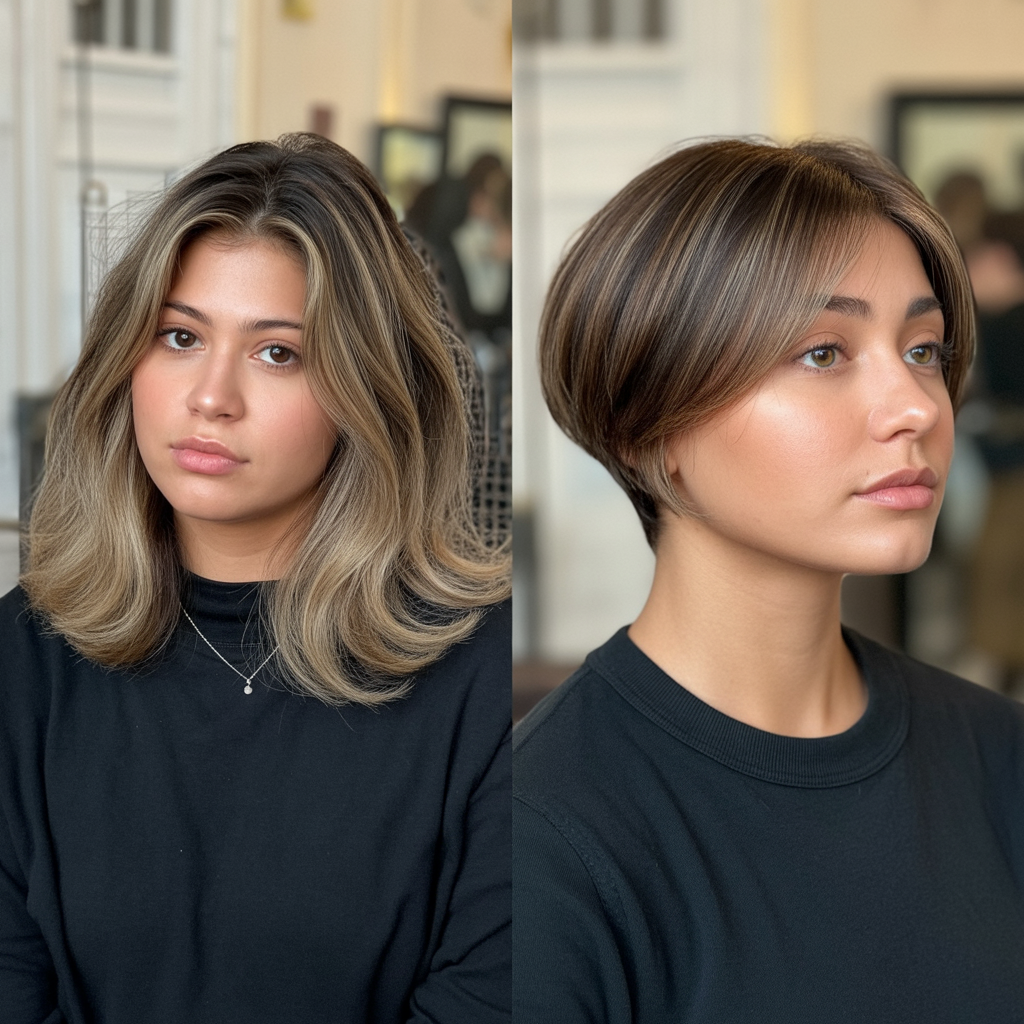 Long Hair with Highlights to Short Pixie