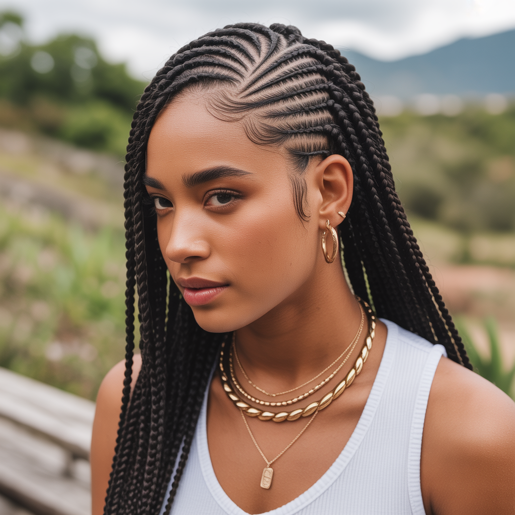 Fulani Braids with Zig-Zag Part