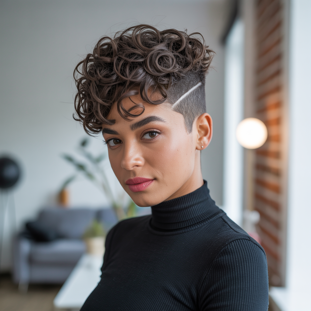 Curly Pixie with Undercut