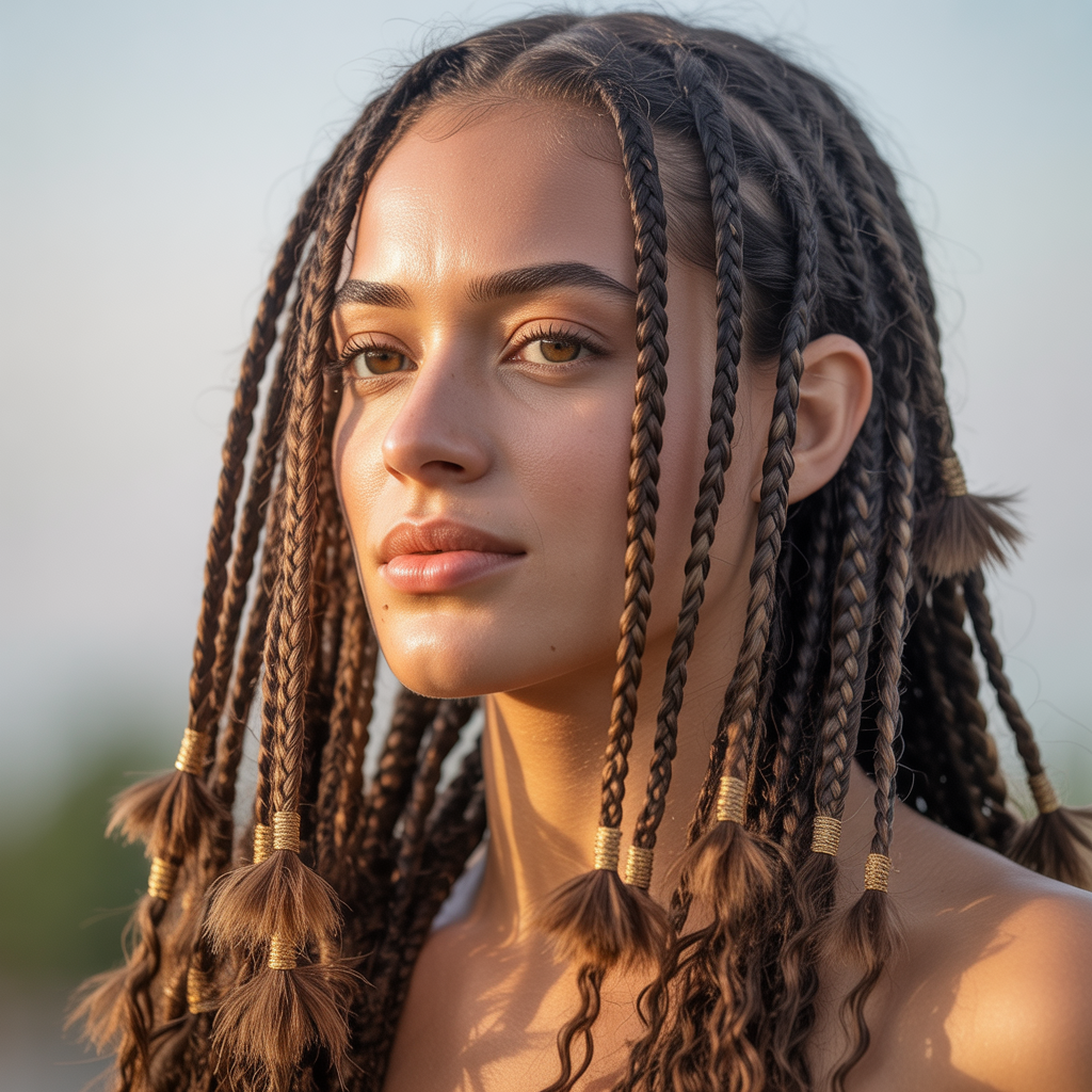 Fulani Braids with Loose Ends