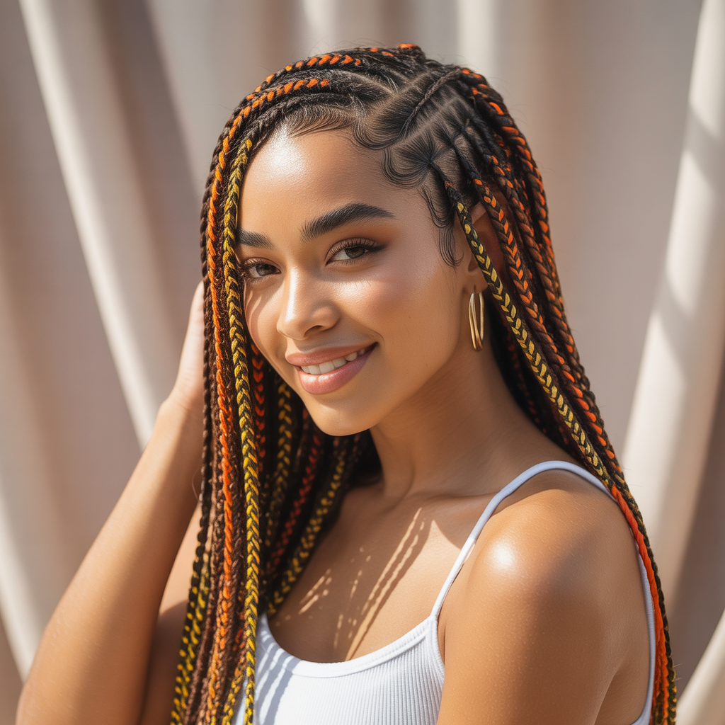 Fulani Braids with Zig-Zag Part