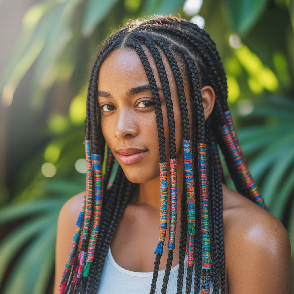Fulani Braids with String Wraps
