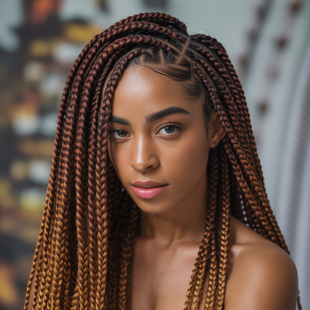 Crochet Fulani Braids with Side Part