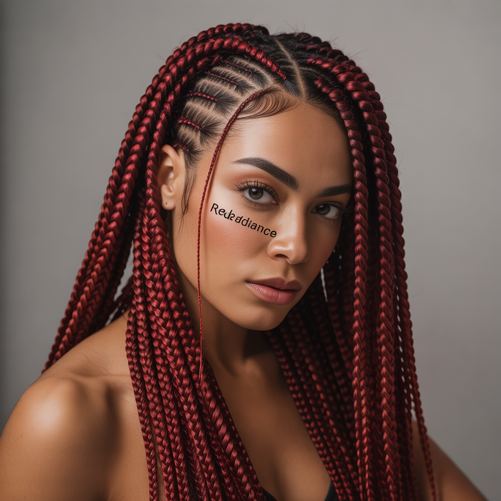 Deep Side-Part Red Fulani Braids
