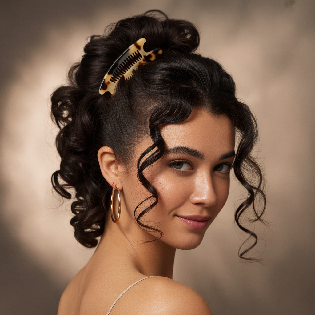 Curly Claw Clip Updo