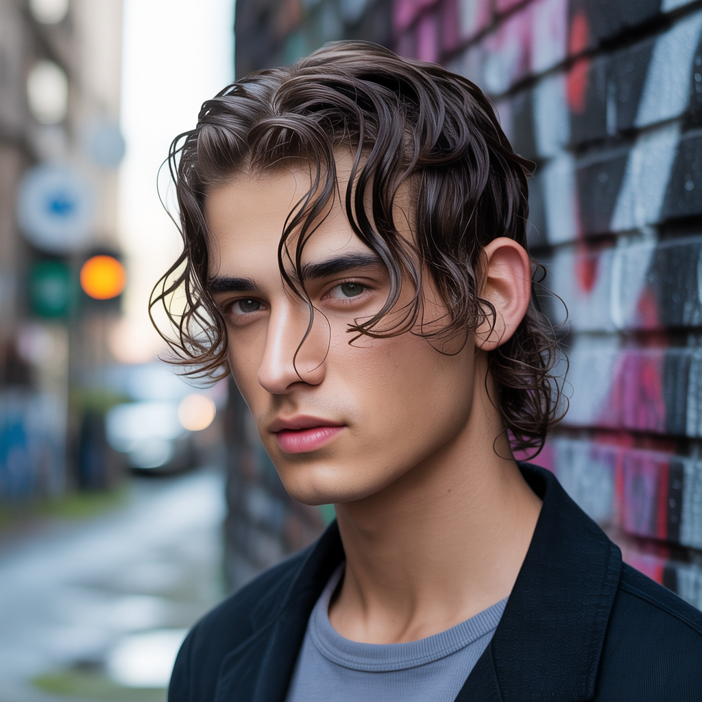 Wet Wavy Curtain Hair