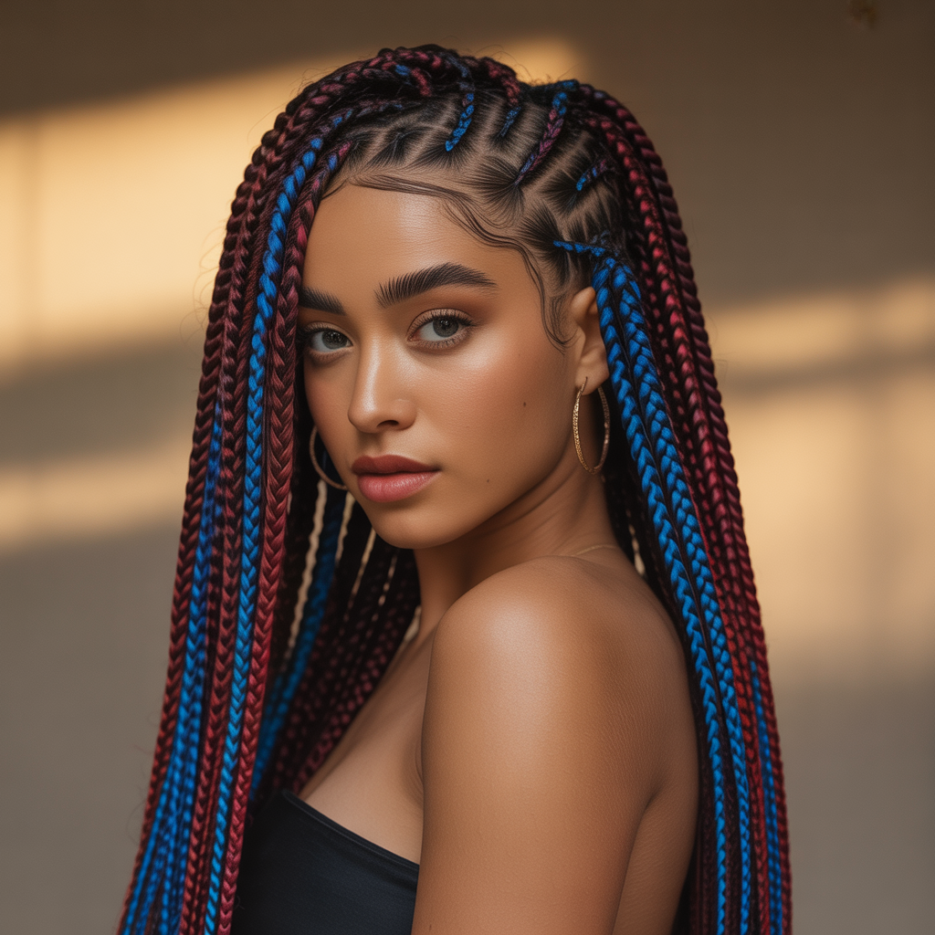 Fulani Braids with Bold Highlights