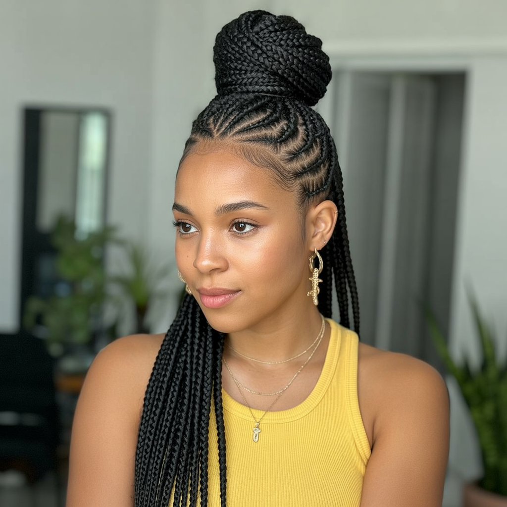 Fulani Braids Bun
