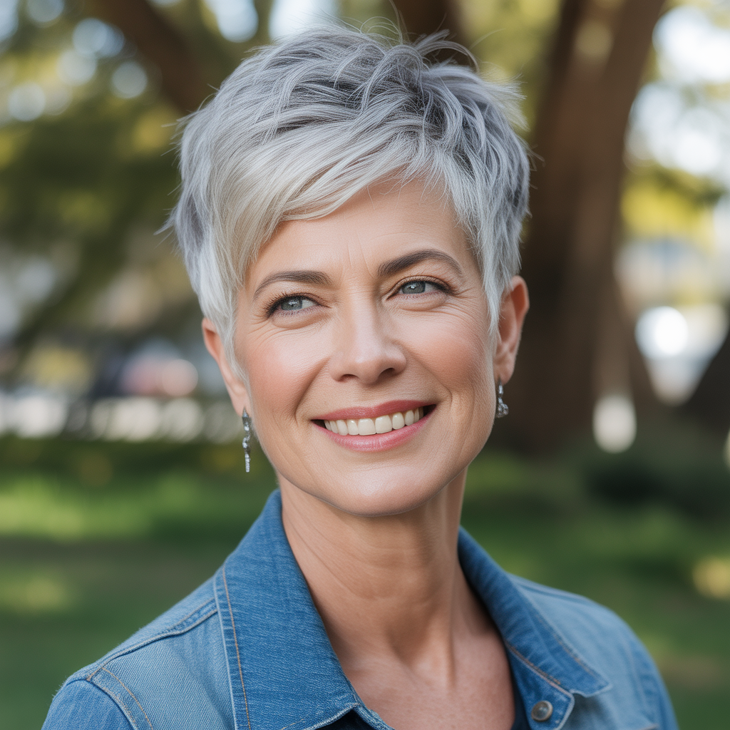 Gray Pixie with Volume