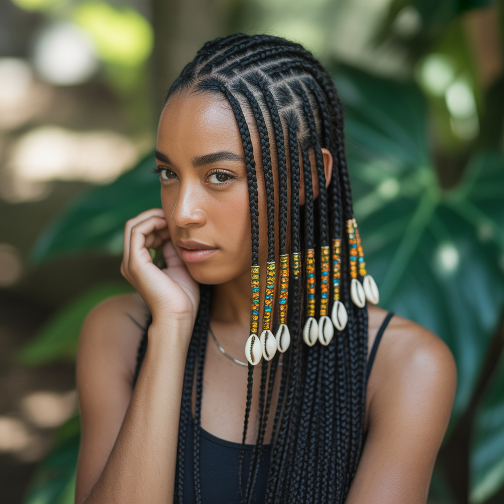 Fulani Braids with Half Shaved Side