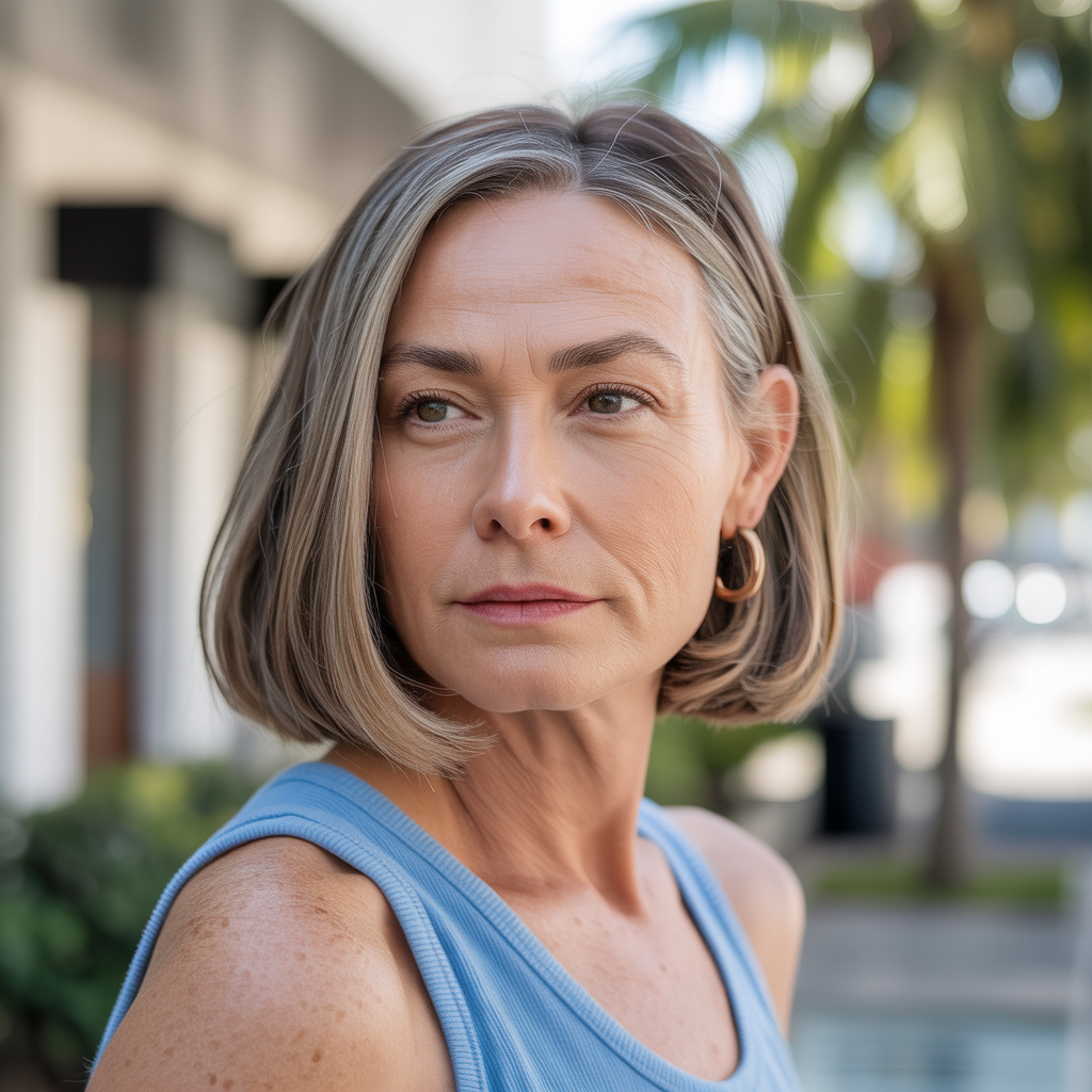 Sleek Middle-Parted Bob