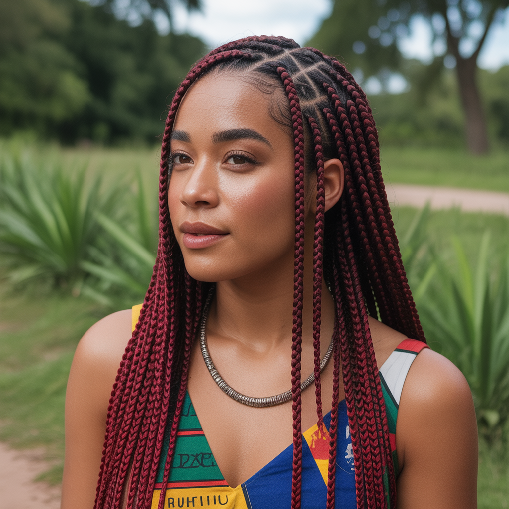 Burgundy Fulani Braids