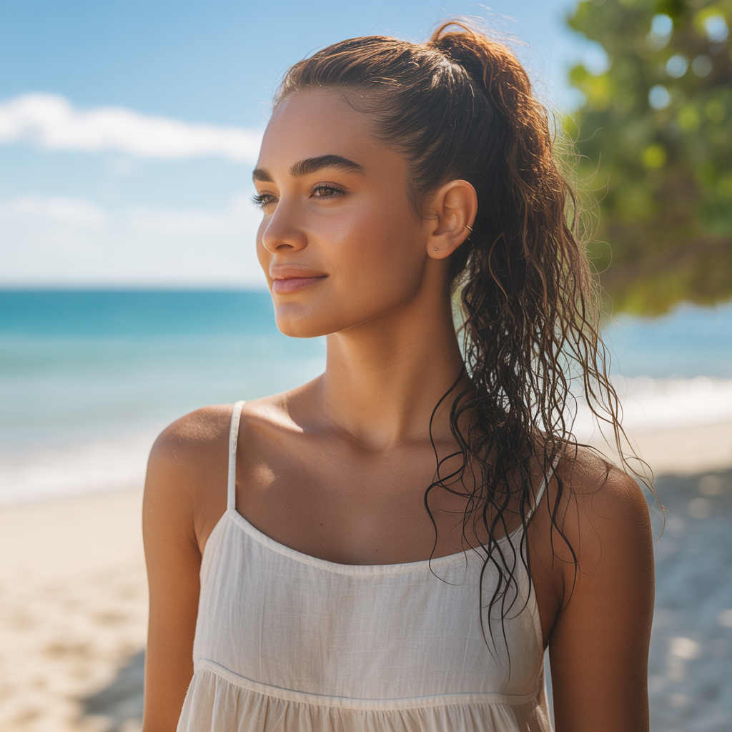 Wet and Wavy High Ponytail